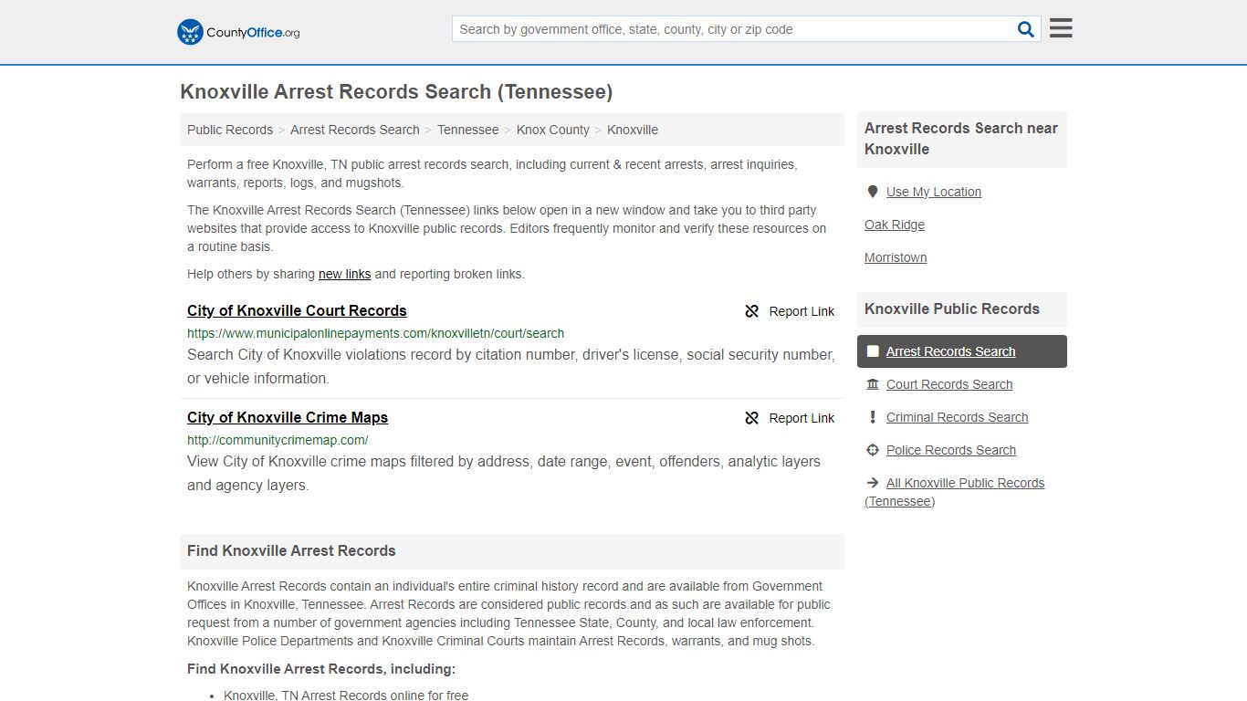 Arrest Records Search - Knoxville, TN (Arrests & Mugshots) - County Office